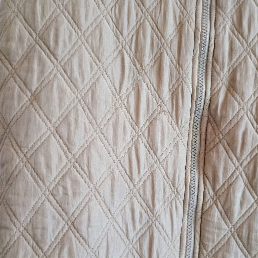 Selene Paris 100% Silk Tan/Olive Quilted Zippered Vest Women's Medium Vintage - Picture 3 of 8